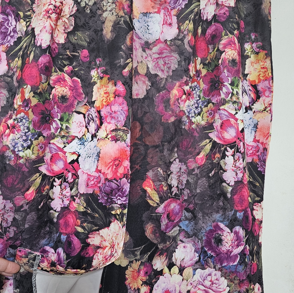 NWT ECI New York Woman's Skirt Size XL Fuschia/Floral sheer/Embroidered - Picture 2 of 3